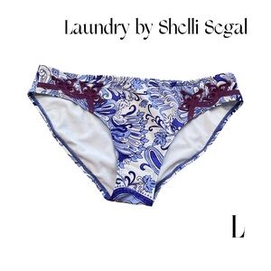 Laundry by Shelli Segal embroidered Blue and Purple Bikini Bottom boho size L